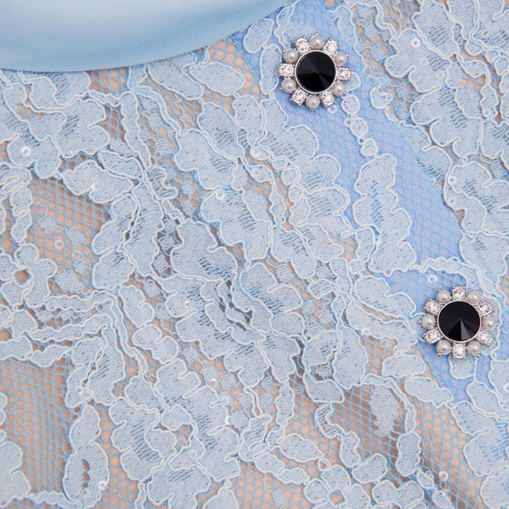 Self-Portrait Light Blue Lace Midi Dress - Picture 5 of 8